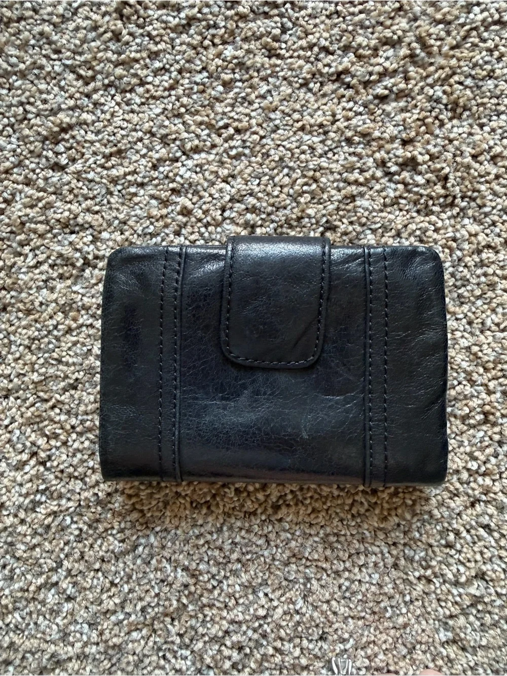 FOSSIL Vintage Black Leather Wallet with Gold Emblem
